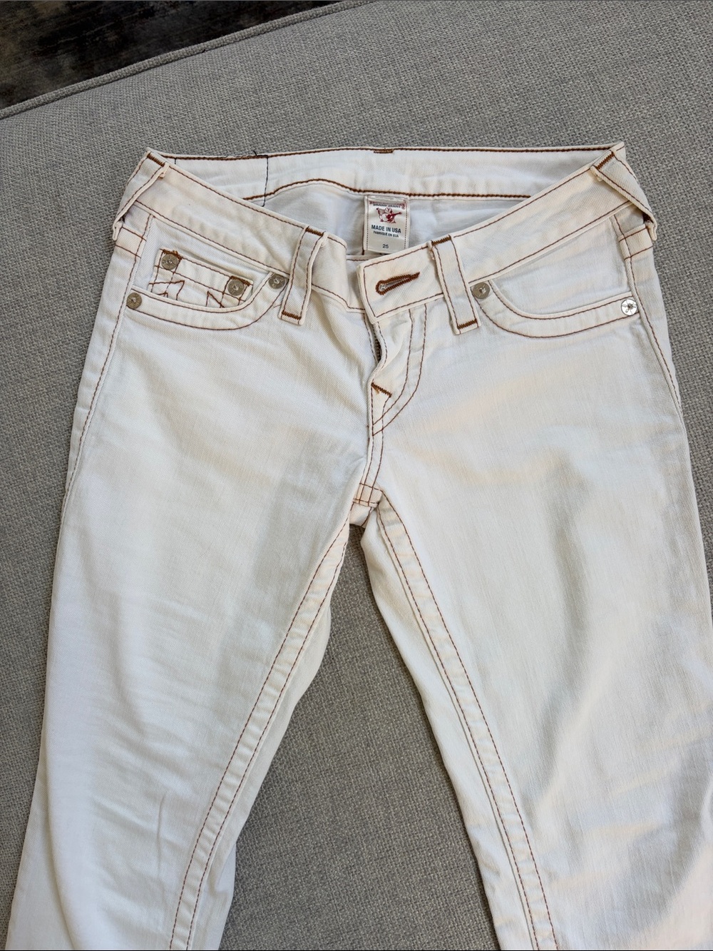 True Religion White Women's Jeans with Contrast Stitching